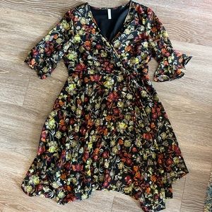 Floral wrap style dress